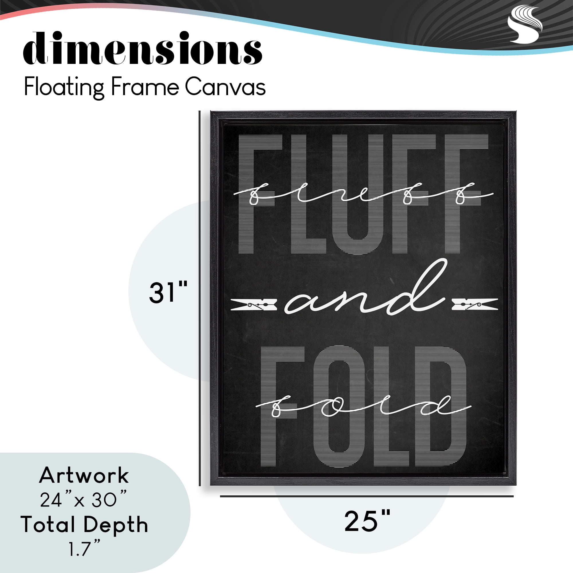 Fluff & Fold Black Minimal Black Framed Floater Canvas Wall Art, design by Marcus Prime
