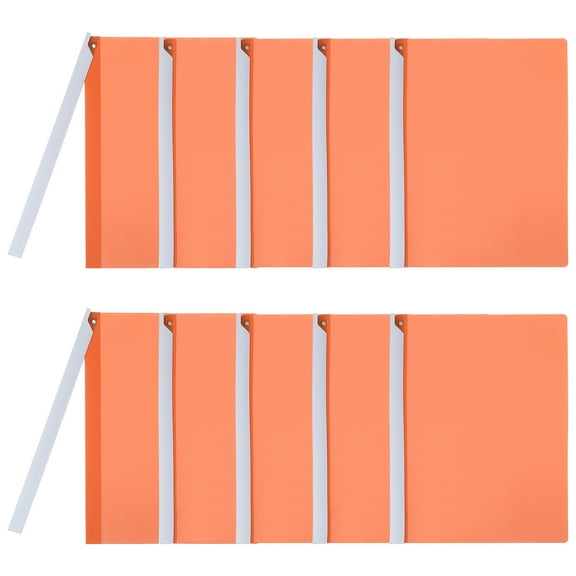 Uxcell 10 Pcs Non-punching Report Covers with Swing Clip, Plastic Presentation Folders for Office, Orange