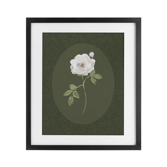 Stupell Industries Transitional Emerald & White Oval Rose Black Framed Print Under Glass, 13 x 16, by Sally Swatland