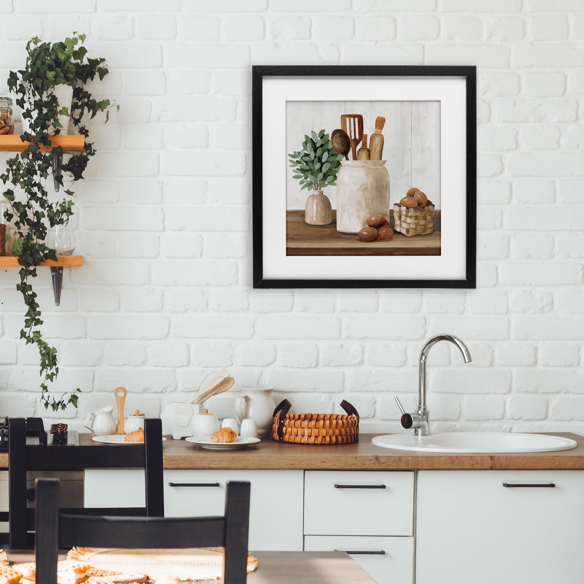 Stupell Industries Country Kitchen & Eggs Black Framed Print Under Glass, design by White Ladder