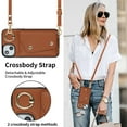 thumbnail image 3 of ShellTech for iPhone 14 Wallet Case with Cross Body Chain,Zipper Case Cover with Coin Pocket Lanyard,Brown, 3 of 10