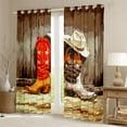 thumbnail image 2 of Homewish Teens Boys Girls Western Boots Black Out Curtains,Lodge Cabin Curtains Pack of 2 (42x63 Each),Retro Rustic Farmhouse Bedroom Curtains,Super Cozy Room Decor, 2 of 6