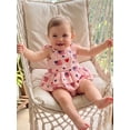 thumbnail image 4 of BemeyourBBs Newborn Baby Girl 4th of July Outfit Patriotic Romper Dress Independent Day Clothes Cotton Linen Fourth of July Heart American Flag Print Sleeveless Strap Tie-up Ruffle Bodysuit Dress, 4 of 9