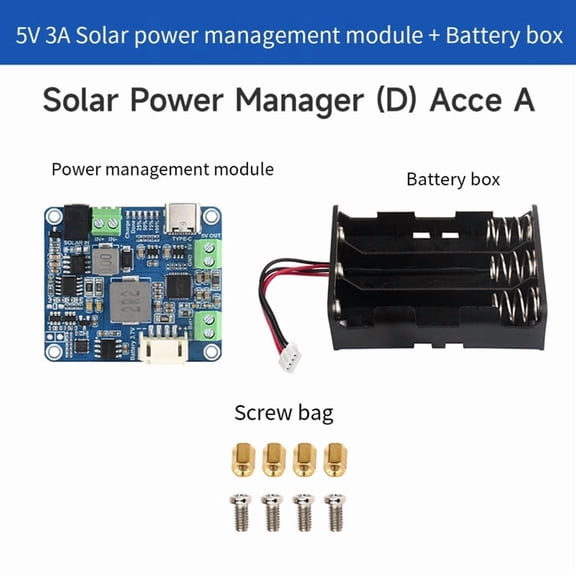 Solar Power Manager Module Battery Case MPPT Supports 6V-24V Solar Panel Type-C 5V/3A Regulated Output Module