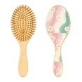 thumbnail image 7 of Natural Wooden Round Hair Brush - Wooden Cushion Massage Comb for Straight and Curly Hair, Promotes Scalp Blood Circulation,Colorful Waves, 7 of 7