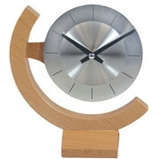 Contemporary Table Clock with Crescent-Shaped Oak Base