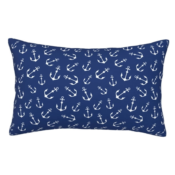 Fotbe Nautical Anchors Funda de Almohada Decorativa Estilo Occidental, Lujo en Algodón, Fundas para Almohadas King, Cojín Estampado para Decoración del Hogar-20"x30"
