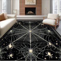 Flatwoven High Traffic Area Rug, Charming Dark Hued Creepy Design, Non Slip, Stain Resistant, Washable Area Rugs for Living Room, Bedroom(Black, 8X10)