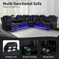 thumbnail image 3 of TrumanPick Power Electric Recliner Leather Sofa Chair Set with LED Lights Couches for Living Room Furniture with USB Port, Cup Holders, Black, 3 of 7