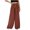 Red, variant on WREESH Womens Wide Leg Pants Comfortable Casual Lace Fold High Waisted Straight Cylinder Full Length Pants Blue