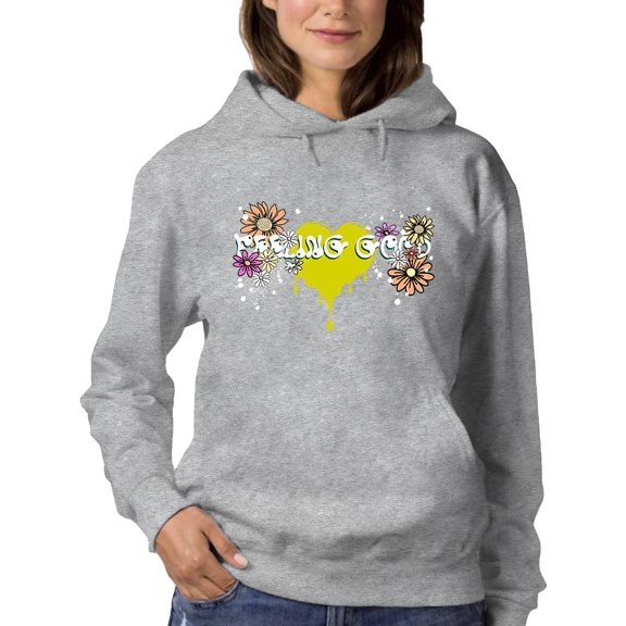 Feeling Good Heart Flowers Hoodie Women -Image by Shutterstock, Female x-Large