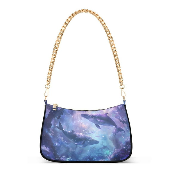 Trees WhalesWomen Small Shoulder Bag Crossbody Tote Hobo Bags Purse Clutch Handbags with Chain Strap for Women