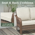 thumbnail image 3 of Yeahumalia Outdoor Patio Loveseat 2 Seater Wicker Sofa, Small Porch All Weather Rattan Couch with Beige Removble Cushion for Balcony Deck Backyard, 3 of 6