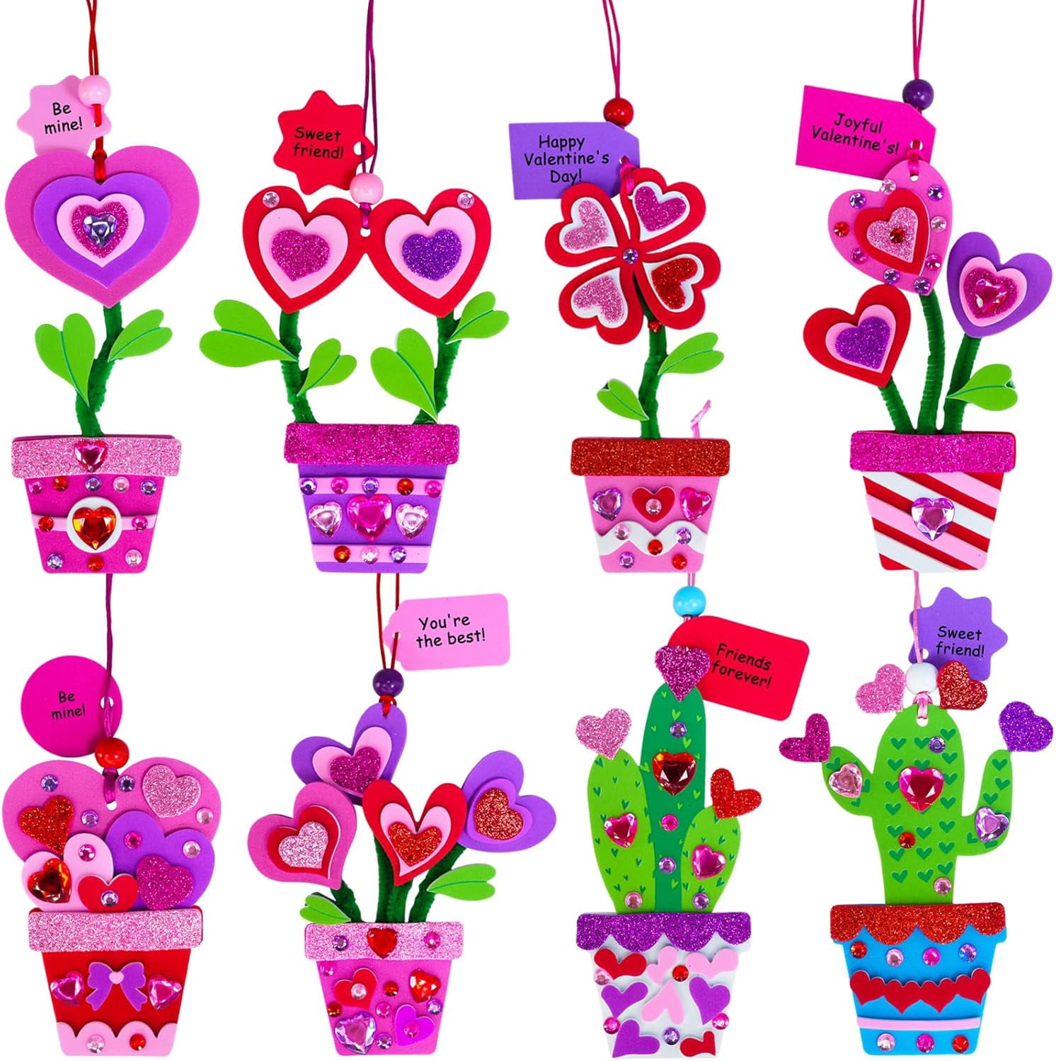 Potted Heart Flower Craft Kits DIY Valentine's Day Ornaments Decorations Heart Foam Stickers Arts and Crafts
