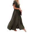 thumbnail image 3 of Robe d'Été Décontractée pour Femmes, Robe Maxi à Volants, Robe Boho Boutonnée, Longue Tunique Verte Taille Unique, 3 of 8