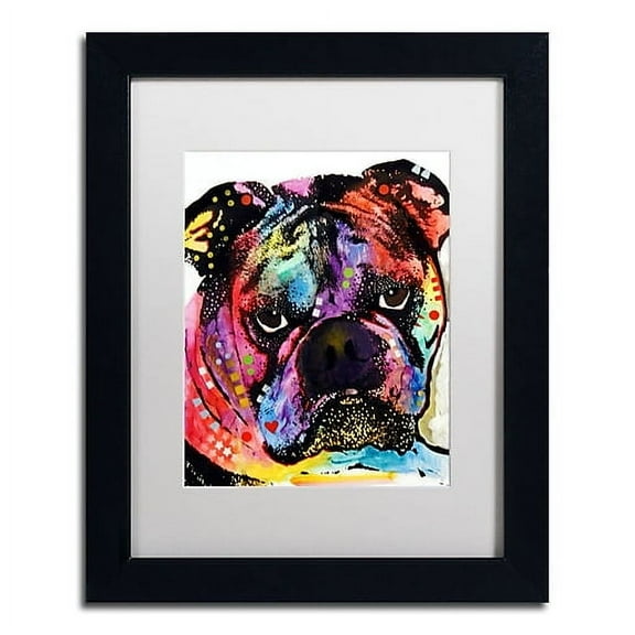Trademark Fine Art "Bulldog" Canvas Art by Dean Russo, White Matte, Black Frame