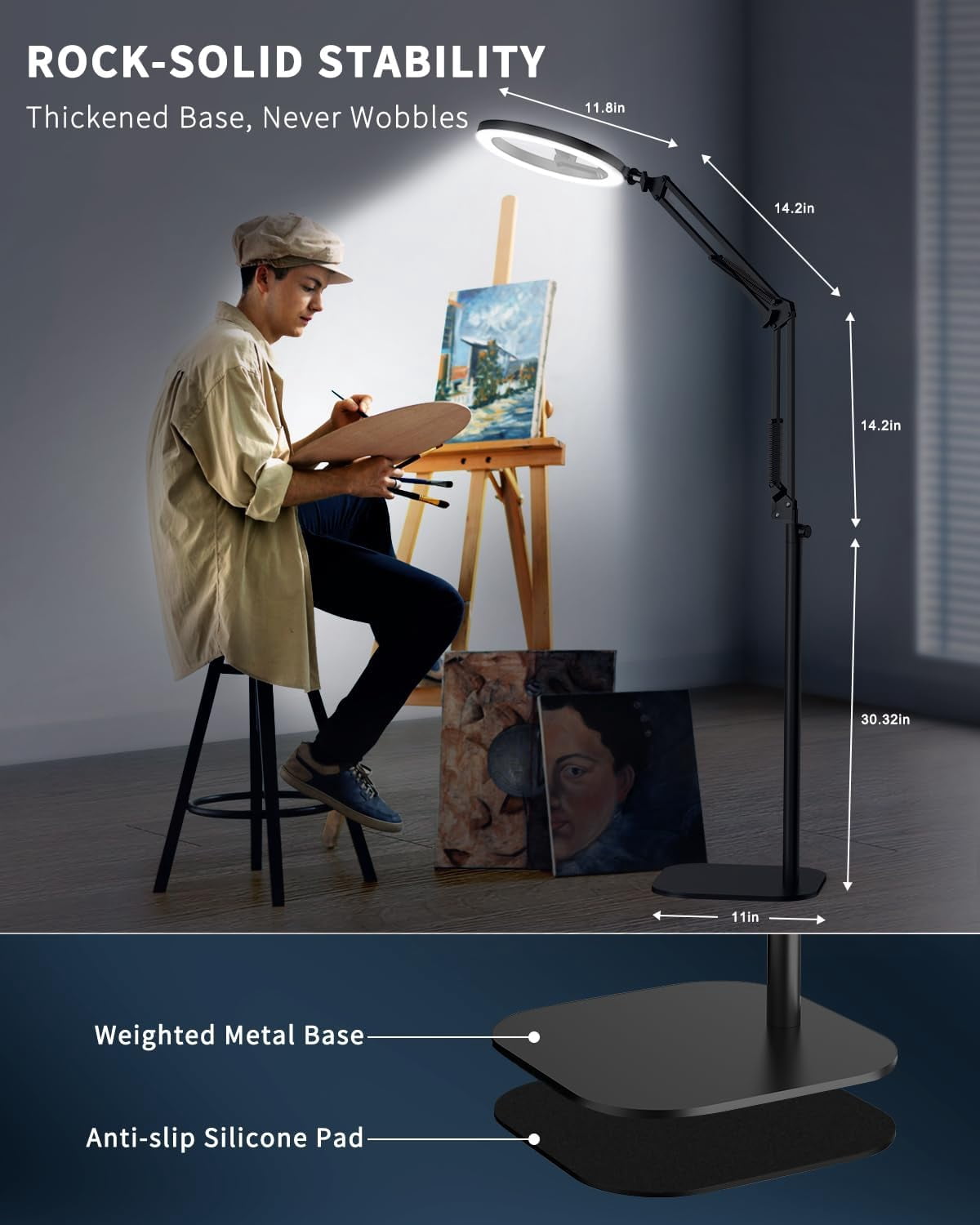 10" Light Tripod for iPhone Overhead Phone Mount Holder, Flexible Light with Stand - LED CRI >95 & Adjustable 70" Height, Phone Stand for Recording Video Camera Selfie Vlog TikTok YouTube