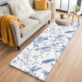 thumbnail image 3 of 2x6 Kitchen Runner Rug, White Blue Spring Floral Non-Skid Rubber Backing Large Rectangle Rugs - Living Room Bedroom Home Office, Summer Birds Botanical Indoor Floor Mat Carpets Washable Rug, 3 of 9