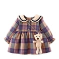 thumbnail image 1 of Vestido Para Niñas Ropa Para Bebés Ropa Para Niños Pequeños Falda A Cuadros De Verano Vestido De Moda De Manga Larga Púrpura Odeerbi LM103-1002, 1 of 9