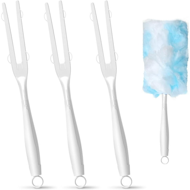 3PCS Duster Refills Folding Handles Set Compatible with Swiffer Dusters,Disposable Static Dust Removal Brush Handle for Dusting Electronics,Furniture,Blinds,Ceiling Fans (3, White)