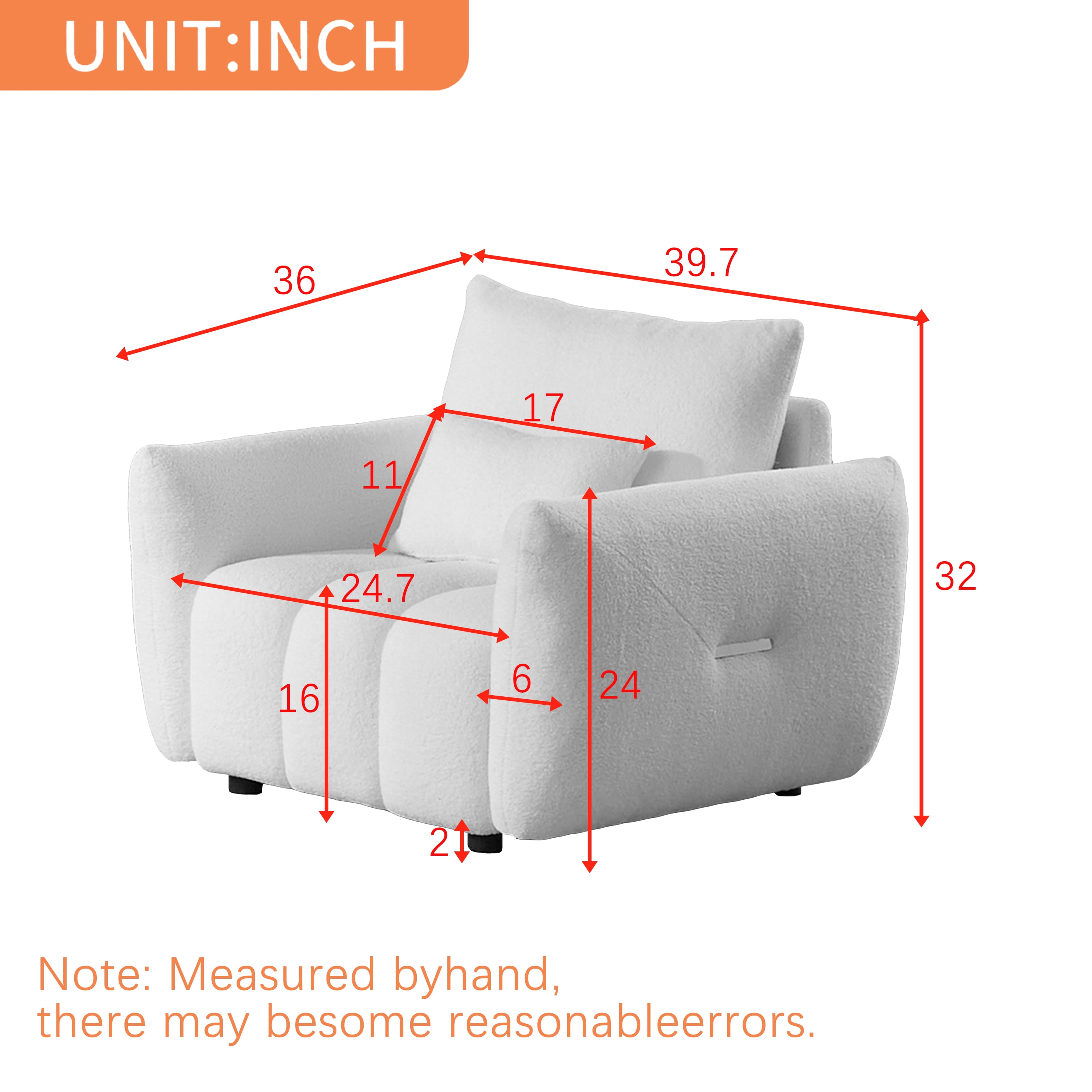 Wiilayok 33.5"D x 37.75"W Teddy Cloud Sofa Couch, Comfy Upholstered Sherpa Deep Seat Boucle Sofa, Cozy Modern Single Couch with 1 Pillows, Loveseat for Living Room Apartment Office, Beige