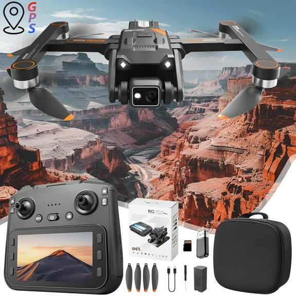 Nilvkv Drone GPS Drone with 5.9 Inch Screen Remote Control Brushless Motor 5G Drones with Card RC Quadcopter Altitude Hold Obstacle Avoidance for Kids Adults