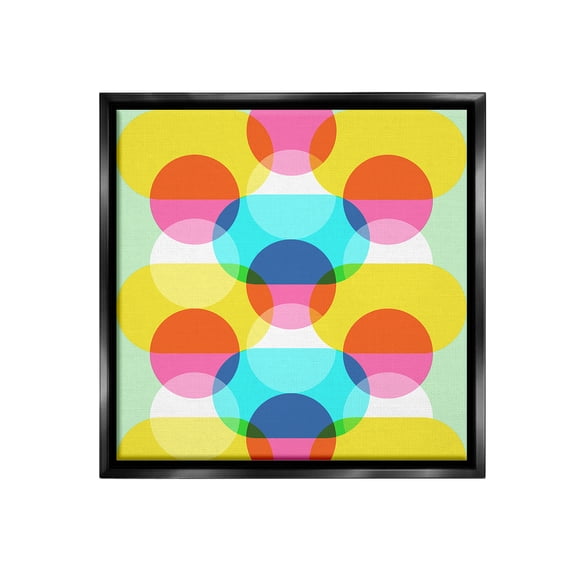 Stupell Industries Vivid Layered Shapes Pattern Abstract Painting Black Floater Framed Canvas Art Print Wall Art, 18 x 18