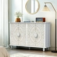 thumbnail image 3 of HLR 48"W Vintage Wood 4 Doors Sideboard Buffet Cabinet with Storage for Living Room, Credenza White., 3 of 7