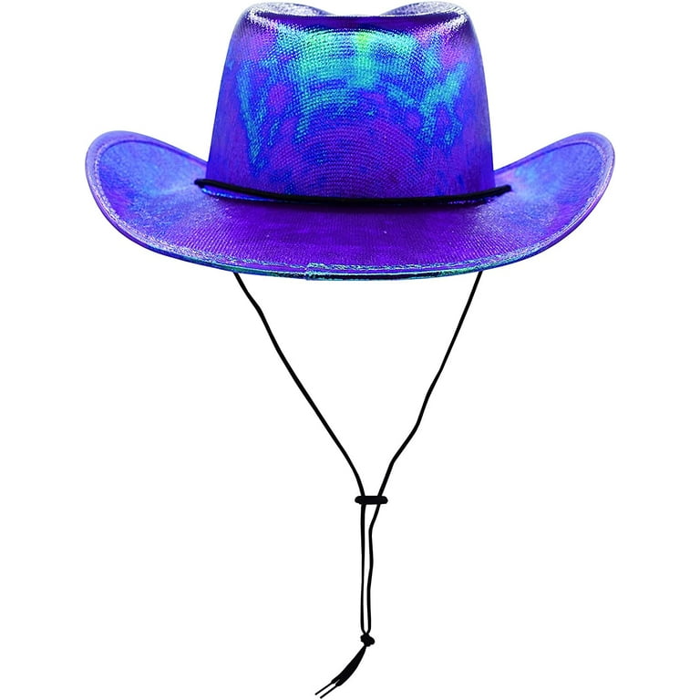 Holographic Cowboy Hat Bachelorette Party Favors Purple 