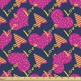 thumbnail image 1 of Romantic Fabric by the Yard, Love Hearts Stripes Celebration Party Lovers Valentines Design, Decorative Upholstery Fabric for Sofas and Home Accents, Magenta Night Blue and Yellow by Ambesonne, 1 of 5