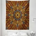 thumbnail image 1 of Ethnic Tapestry, Mosaic Like Warm Colored Design with Floral Swirls Image Print, Fabric Wall Hanging Decor for Bedroom Living Room Dorm, 5 Sizes, Marigold Yellow, by Ambesonne, 1 of 1