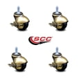 thumbnail image 2 of 2 Inch Antique Brass Hooded 3/8 Inch Threaded Stem Ball Casters with Brake Set 4, 2 of 2