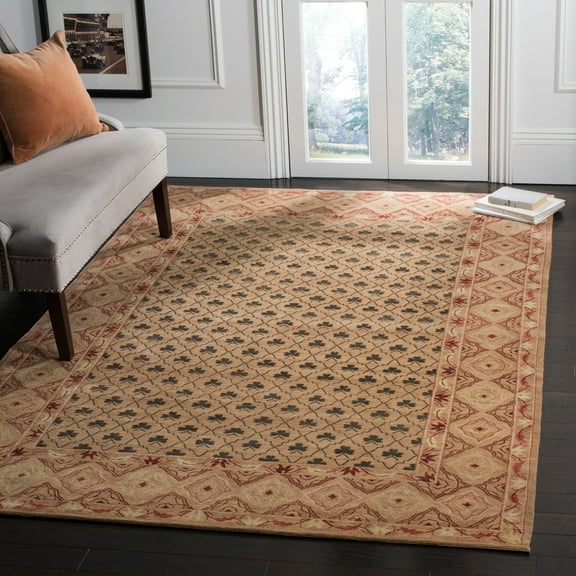 Safavieh Couture Hand-knotted Marrakech Jurina Traditional Oriental Wool Rug Beige/Red 9' x 12' 9' x 12' Indoor Living Room, Bedroom, Dining Room