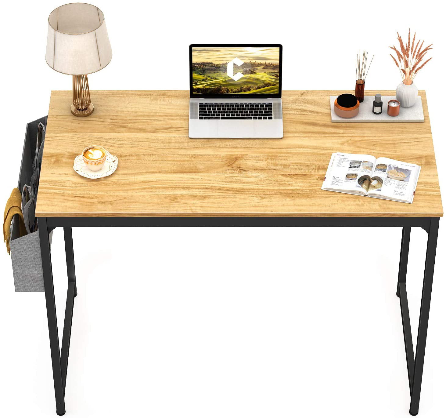 Black Metal Frame White Modern Simple Style PC Desk CubiCubi Computer Desk 40 Study Writing Table for Home Office