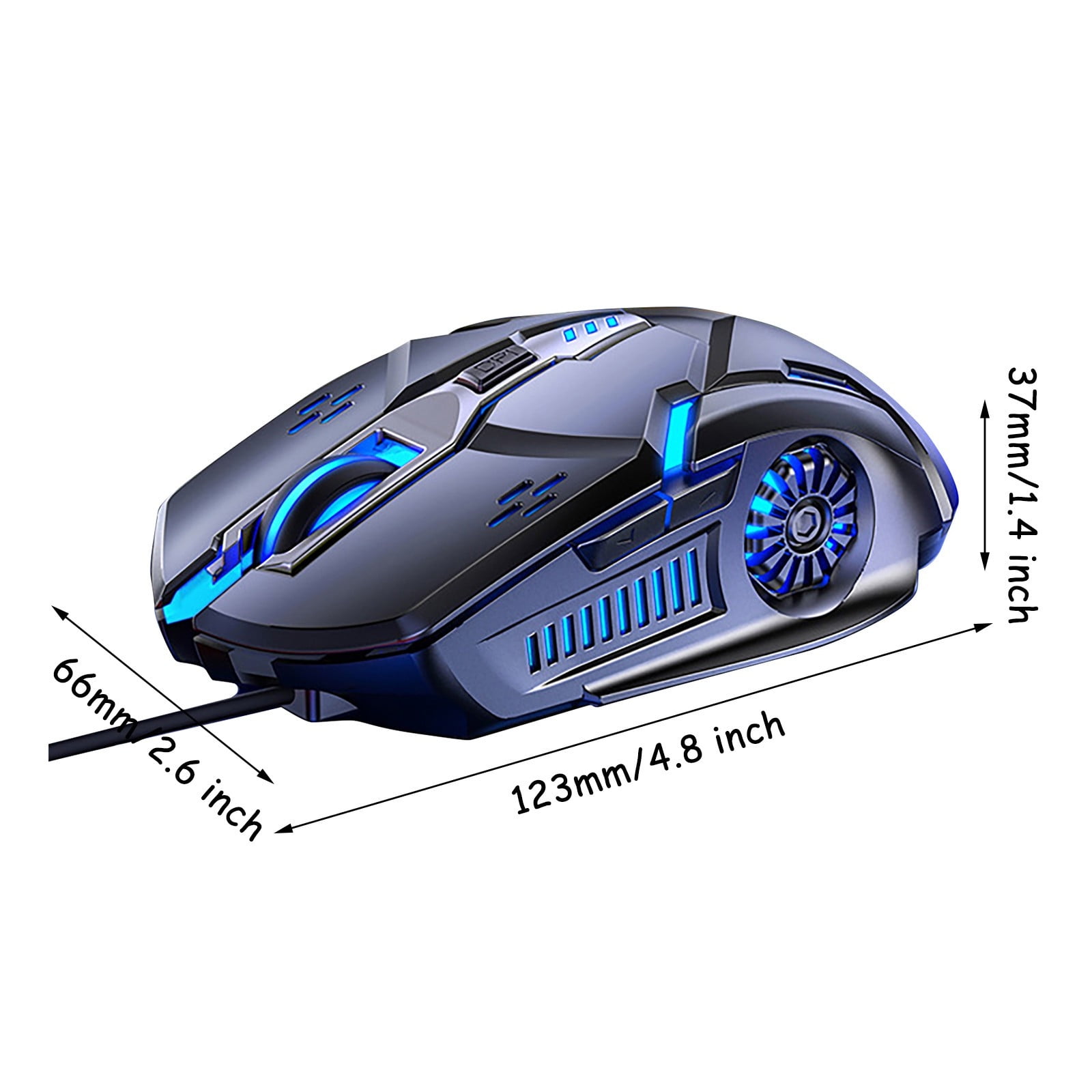 RuiJiao Wired Gaming Mouse Black 3200 DPI 6D Colorful LED Breathing 6 Buttons with Scroll Wheel and Fire Key Ergonomic Soft Grip for PC Laptop Computer Gaming Accessories