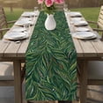thumbnail image 5 of Green Leaves Cotton Linen Table Runner for Dining Kitchen, Spring Watercolor Ethnic Botanical Geometric Wedding Outdoor Party Tablerunners, Dresser Scarf Coffee Tablecloth Runners 13x90 Inches, 5 of 8