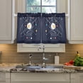 thumbnail image 2 of Yayeee Kitchen Curtains Tier Pair Light Filtering 27"x36" Rod Pocket Short Cafe Window Panel, White Planet, 2 of 7