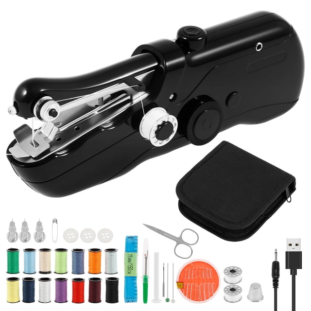 ABS Plastic Handheld Sewing Machine for Quick Repair Ergonomic Versatile Mini Sewing Machine for Quilting Enthusiast Beginner-black-