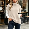 thumbnail image 6 of Tbopshirt Women Sleeveless Sweater Vest Turtleneck Oversized Pullover Sweaters with Front Pockets for Fall Winter Casual Outfit Going Out Knit Tops, 6 of 8