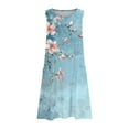 thumbnail image 5 of Dazajoo Cotton Linen Sundresses for Women 2025 Beach Vacation Floral Tank Dress with Pockets Summer Flowy Sleeveless Dresses,Multicolor,M, 5 of 5