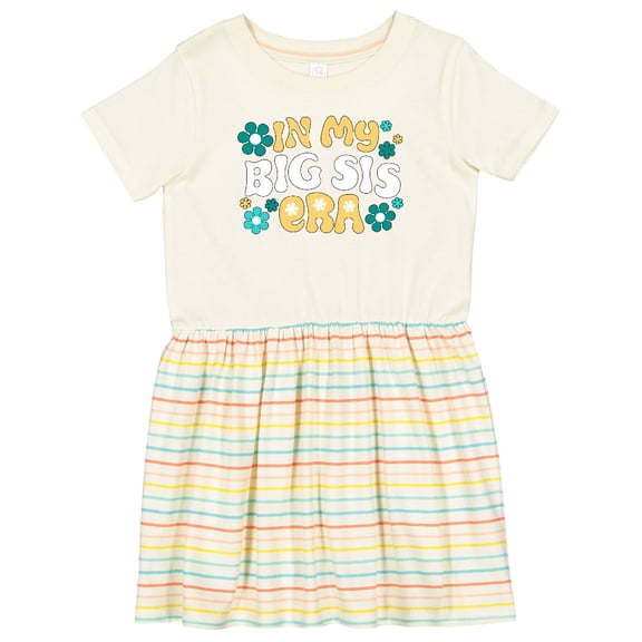 Inktastic In My Big Sis Era Retro with Flowers Girls Toddler Dress