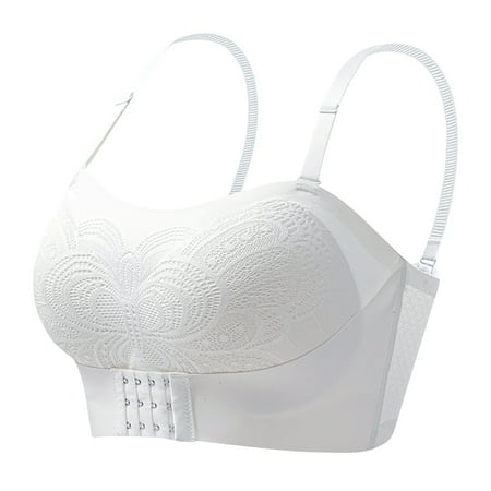 Bigersell Everyday Bra Clearance Women Strapless Underwire Front Buckle Seamless Bandeau Bra Detachable Shoulder Strap Tube Tops Plus Size Sports Bra Underwear Balconette Bra Style F-132 White L