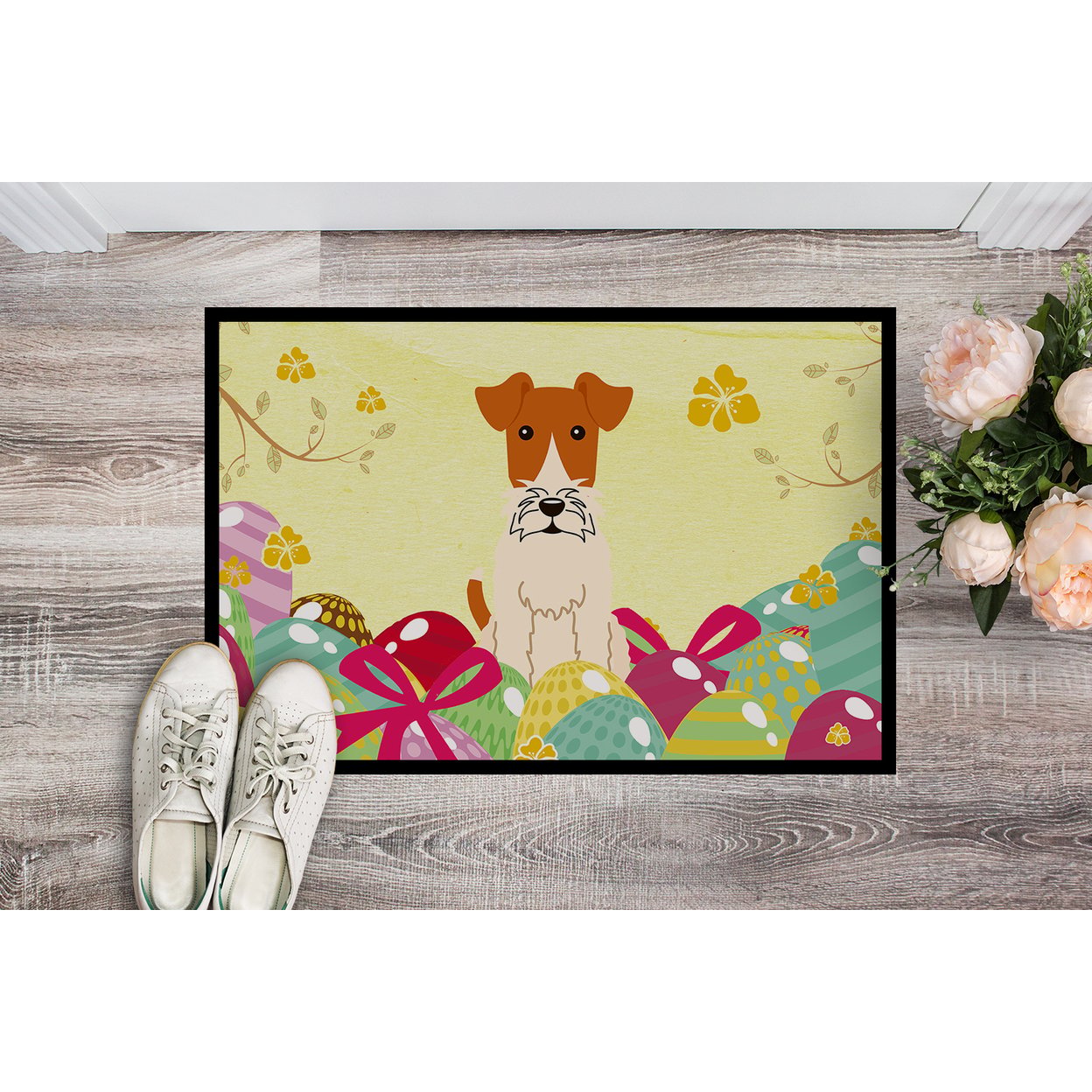 thumbnail image 2 of Carolines Treasures BB6101MAT 18 x 27 in. Easter Eggs Wire Fox Terrier Indoor or Outdoor Mat, 2 of 2