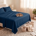thumbnail image 2 of Velcea Art Deco 4-Piece 120 GSM Navy Blue Soft Brushed Microfiber Sheet Sets, Queen - Deep Pocket, 2 of 7