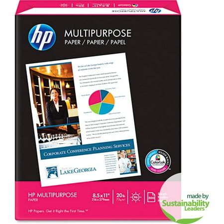 HP Multipurpose Paper, 96 Brightness, 20 lb, 8 1/2 x 11, White, 500 Sheets