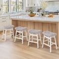 thumbnail image 7 of Carolayne 24 Inch Counter Height Bar Stools Set of 4, Upholstered Saddle Seat with Solid Rubber Wood Legs for Kitchen Island, Light Grey Linen, 7 of 7