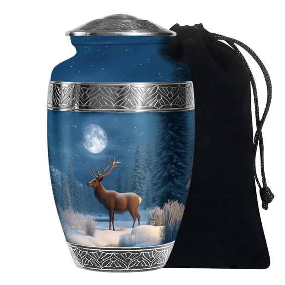 YATSKIA Moonlight Deer Decorative Urn For Human Ashes Female And Male , Cremation Urn For Ashes Of Men And Women, (200 Cubic, Large 10 Inch)