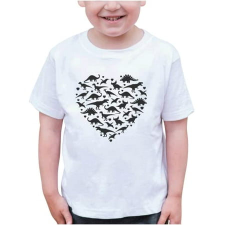 

7 ate 9 Apparel Kids Dinosaur Heart Shirt - Dino Lover Gift White T-Shirt 12 Months