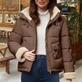thumbnail image 5 of Women's New Fashion Short Puffer Jacket, Korean Style Loose Fit Winter Coat with Large Fur Collar, Thicken Warm Quilted Outerwear for Daily Use, Comfortable Casual Jacket Coffee XXL, 5 of 9