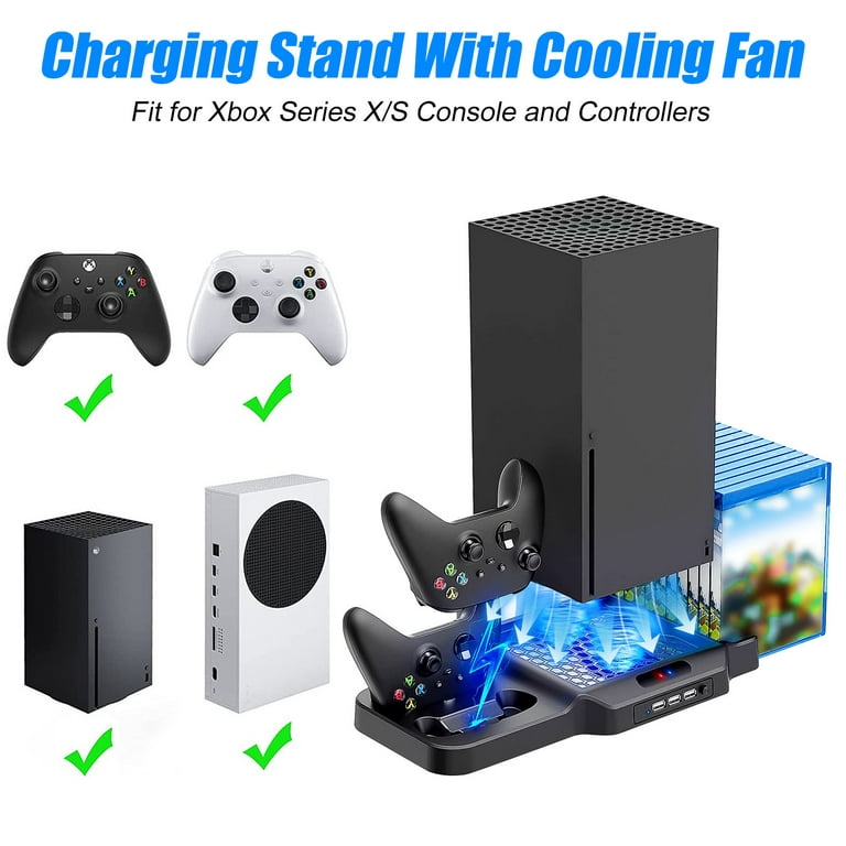 Vertical Cooling Stand Compatible with Xbox Series X with Cooling Fan,  Cooling Station Dock with 10 Game Storage Organizer, Controller & Headphone